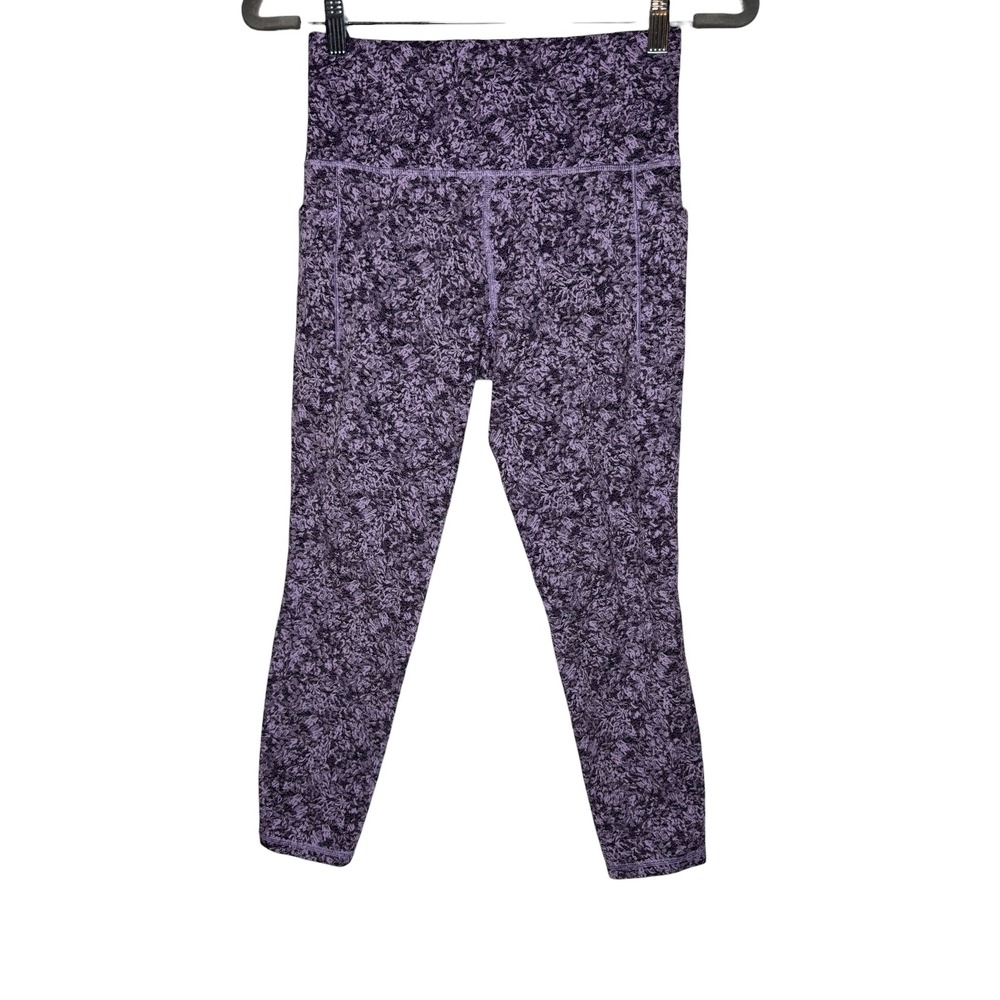 Athleta Salutation Stash Pocket II Textured 7/8 Tight Purple Abstract Small